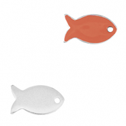 Colgantes met&aacute;licos DQ pez Plata vieja-rojo coral (sin n&iacute;quel)