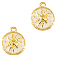 Colgantes met&aacute;licos DQ sol Dorado-blanco nacar (sin n&iacute;quel)