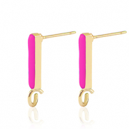Fornituras metálicas DQ pendiente barra Dorado-rosa fucsia néon (sin níquel)