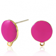 Fornituras metálicas DQ pendiente Dorado-rosa fucsia néon (sin níquel)