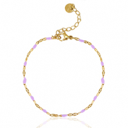 Pulseras Acero inox Lila-dorado