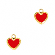Colgantes Acero Inox coraz&oacute;n Dorado-rojo blanco