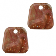 Colgantes de resina trapecio glitter Multicolor marr&oacute;n