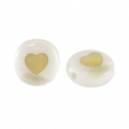 Abalorios de cristal rondeles look de concha coraz&oacute;n Blanco-dorado