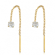 Pendientes Acero Inox zirc&oacute;n Dorado