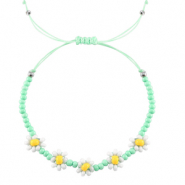 Pulseras Trendy flor Verde menta-blanco