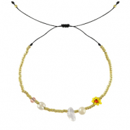 Pulseras Trendy abalorios mixtas Amarillo-rosa-dorado