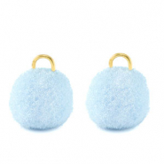 colgantes pomp&oacute;n con anilla 10mm Dorado-azul carolina