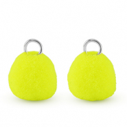 colgantes pomp&oacute;n con anilla 10mm Plateado-amarillo ne&oacute;n