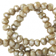 Abalorios faceteados 4x3mm disco Verde caqui-cubierta pearl shine