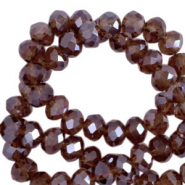 Abalorios faceteados disco 4x3mm Morado berenjena-revestimiento pearl shine