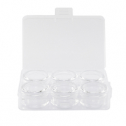 Expositor de joyer&iacute;a caja de almacenamiento con 6 cajitas redondas transparente