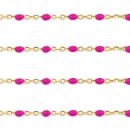 Fornituras Acero Inox cadena jasseron 1mm Rosa magenta-dorado