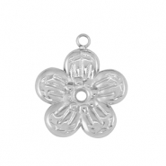 Colgantes Acero Inox flor Plateado