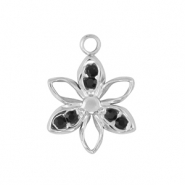 Colgantes Acero Inox flor Plateado /