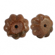 Piedras Naturales abalorios vidrio  flor Glitter marr&oacute;n ladrillo terracota
