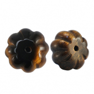 Piedras Naturales abalorios Ojo de tigre flor Marr&oacute;n dorado