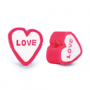 Abalorios de pol&iacute;meros ''Love'' Rojo-Blanco