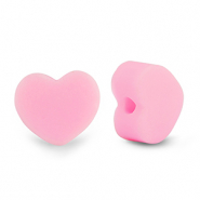 Abalorios de pol&iacute;meros coraz&oacute;n Rosa claro