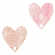 Colgantes de resina coraz&oacute;n Rosa claro