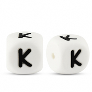 Abalorios letras de silicona K Blanco-negro