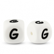 Abalorios letras de silicona G Blanco-negro