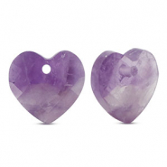 Colgante de piedra natural Amatista coraz&oacute;n P&uacute;rpura-amarillo