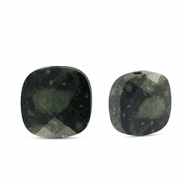 Abalorios de piedra natural Vidrio cuadrados Negro-gris