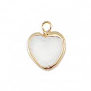 BQ Perlas de agua dulce colgante coraz&oacute;n Dorado-blanco natural