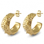 Pendientes Acero Inox Imitaci&oacute;n de perlas Dorado