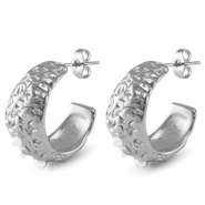 Pendientes Acero Inox Imitaci&oacute;n de perlas Plateado
