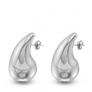 Pendientes Acero Inox gota Plateado