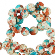 Abalorios de cerámica 8mm Blanco-rojo azul