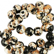 Abalorios de cerámica 6mm Negro-crema