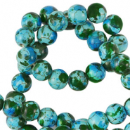 Abalorios de cerámica 6mm Verde-azul