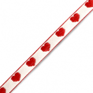 Cinta con texto corazones Blanco-rojo