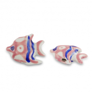 Abalorios de cer&aacute;mica pez Rosa vintage-azul real