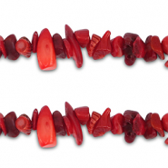 Abalorios chips Coral Rojo 