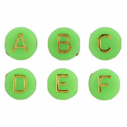 Abalorios letras acrílicas mix Verde neón-oro