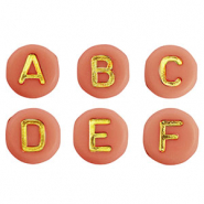 Abalorios letras acrílicas mix Naranja melocotón-oro