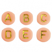 Abalorios letras acrílicas mix Rosa melocotón claro-oro