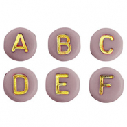 Abalorios letras acrílicas mix Rosa empolvado-oro