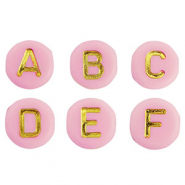 Abalorios letras acrílicas mix Rosa claro-oro