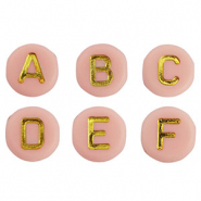 Abalorios letras acrílicas mix Rosa bebé-oro