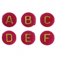 Abalorios letras acrílicas mix Rojo-oro