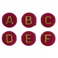 Abalorios letras acrílicas mix Rojo oscuro-oro