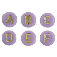 Abalorios letras acrílicas mix Púrpura-oro