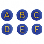 Abalorios letras acrílicas mix Azul cobalto-oro