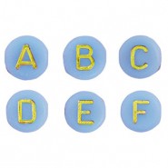 Abalorios letras acrílicas mix Azul claro-oro