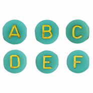 Abalorios letras acrílicas mix Verde esmeralda-oro